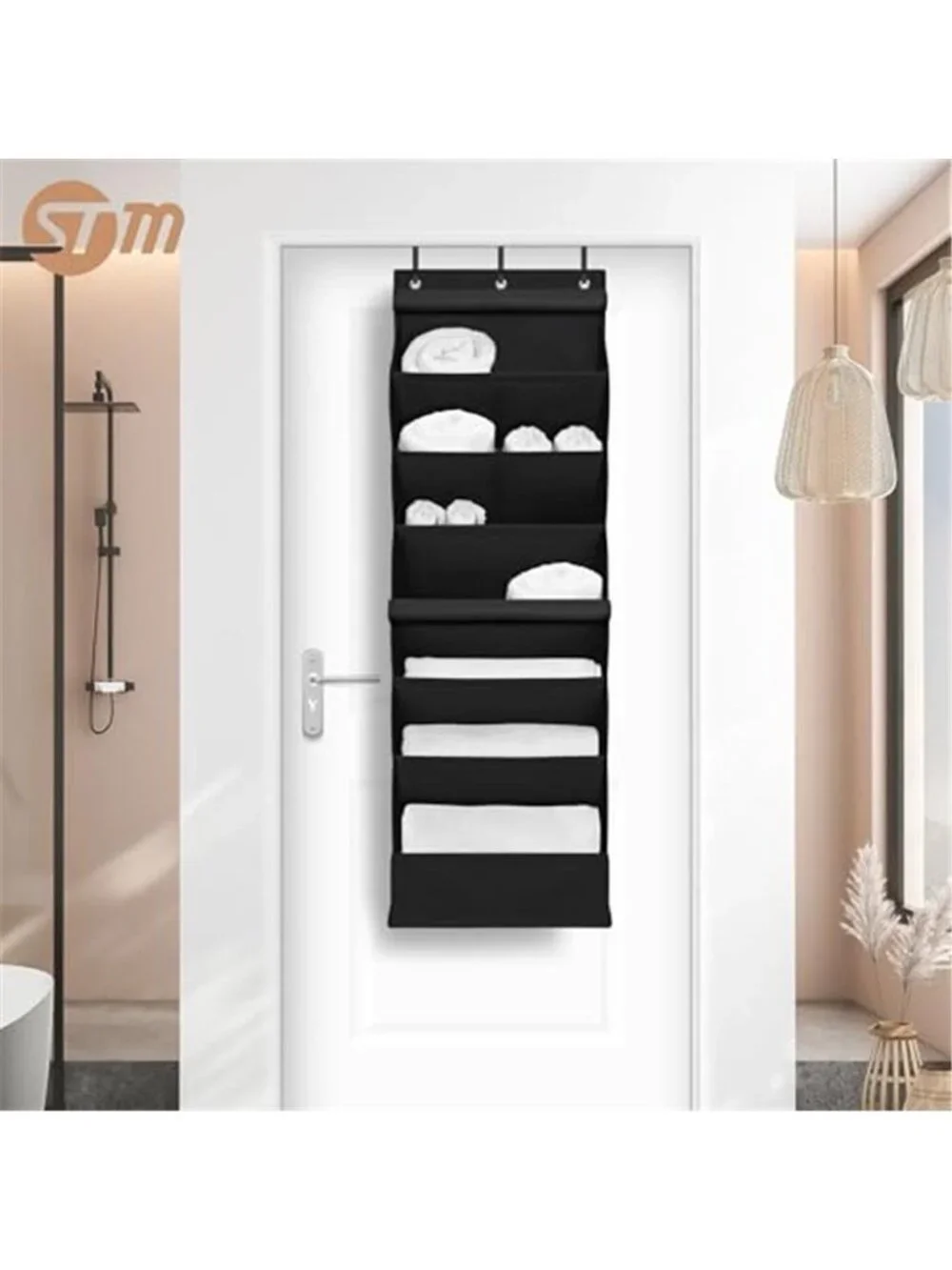 Over Door Shoe Organizer Dustproof Curtain 8 Pocket Heavy Duty Black Hanging
